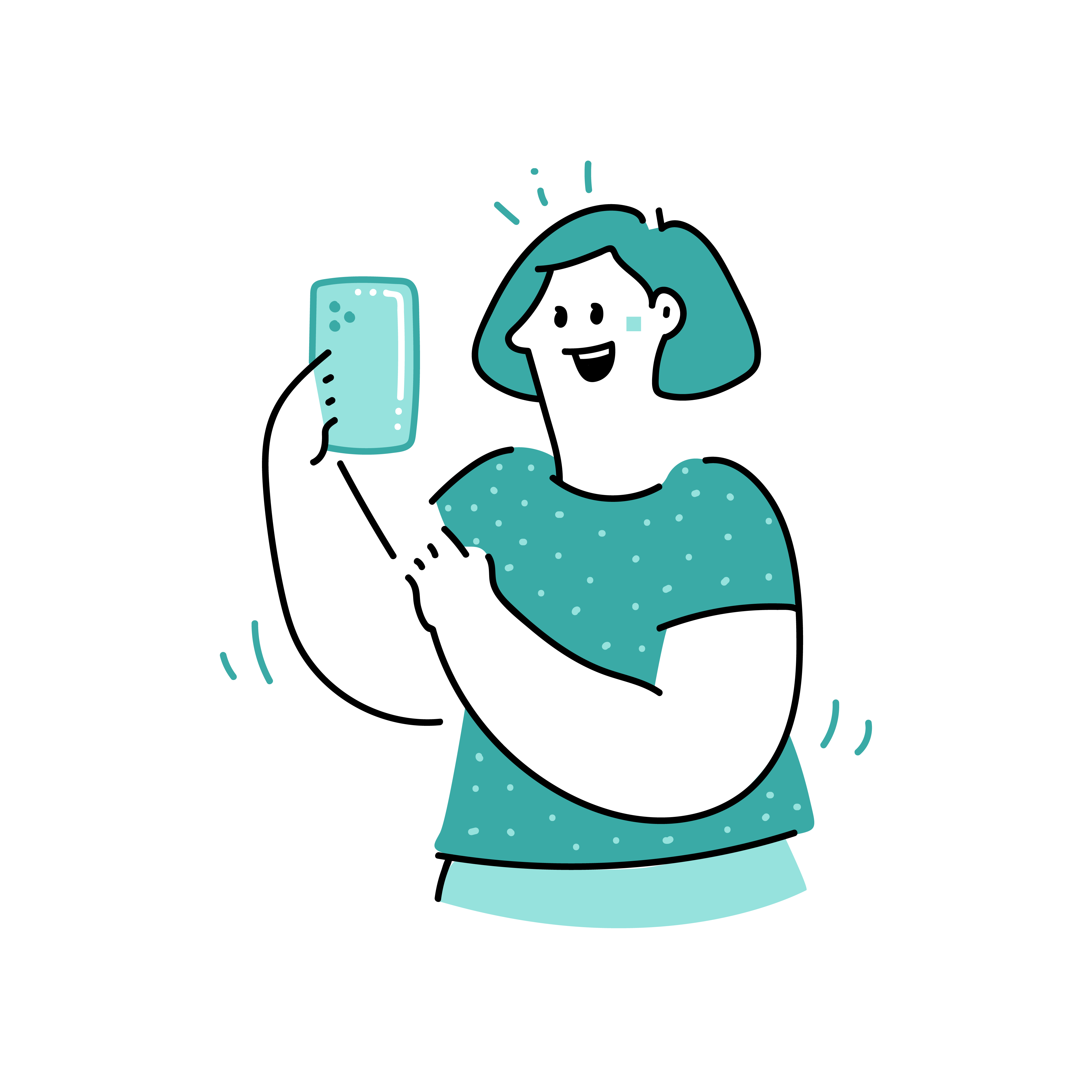 Illustration of a woman taking a selfie on her phone.