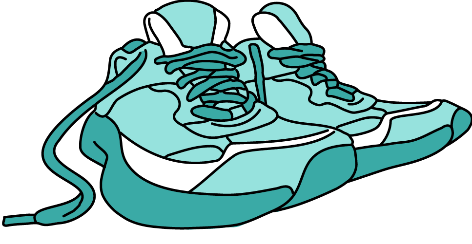 Illustration of a pair of athletic running shoes.